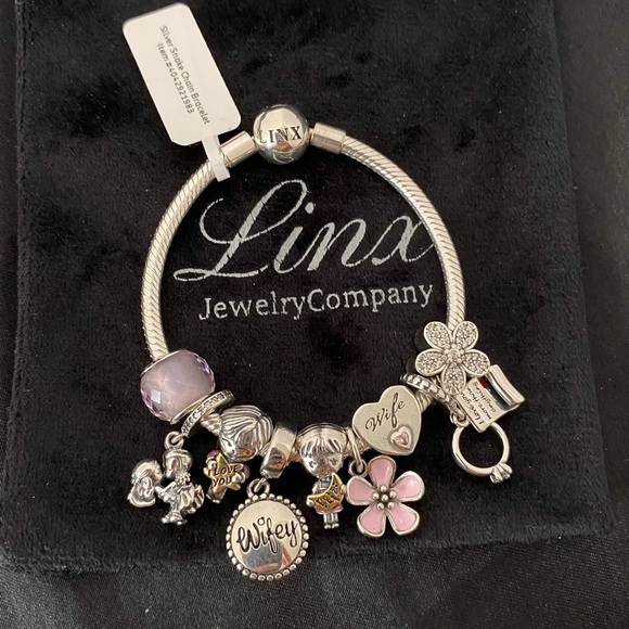 Linx Snake Chain Bracelet with Wife Themed Charms